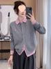 Women's Spring & Autumn Loose Knit Sweater with Turn-Down Collar - Soft Two-Piece Long-Sleeve Cardigan Top