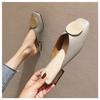 Designer Women Slippers Slip On Mules Flat Heel Casual Shoes British Buckle Slides Wooden Block Heels Summer Footwear