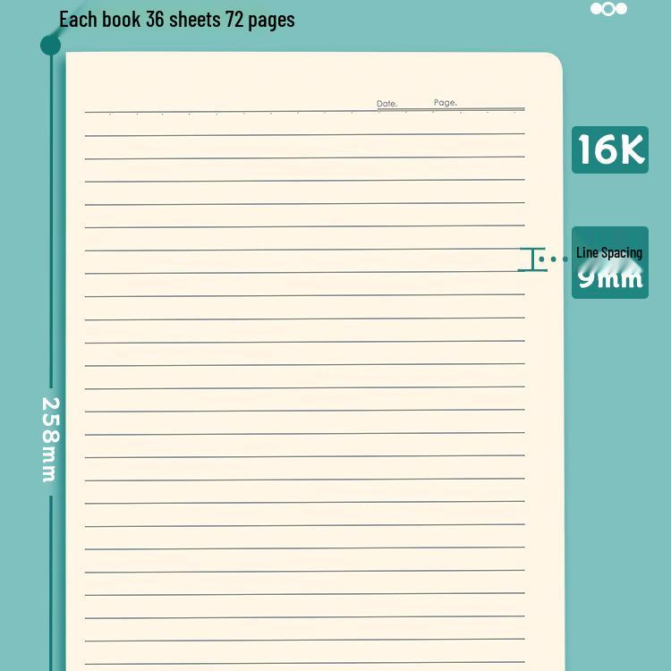 Kraft Paper Language Workbook & Notebook with Horizontal Lines for Junior High Students (16k) - Perfect for 6th & 7th Grade Language Practice