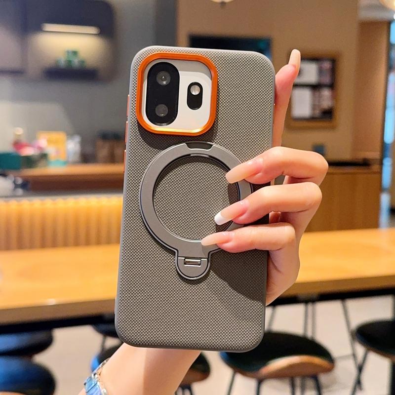 Phone Case For OnePlus 15T Magnetic Wireless Charger PC Hard Shell Protective Solid Color With Holder Back Cover