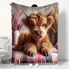 Flannel Throw Blanket Highland Mini Cow HD Digital Print,suitable for sofas,beds,offices,travel,camping chairs,warm blanket Gift
