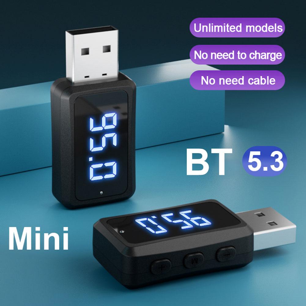 FM02 USB Wireless Receiver Transmitter Dongle Handsfree Call Audio Receiver Transmitter Bluetooth-Compatible Auto Accessories