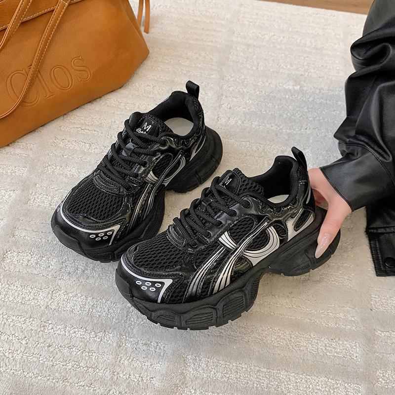 Fashion Sneaker swomen  Designer Retro Distressed Sport Shoes Fashion Casual Leather Mesh Breathable Height Increased Platform Shoes