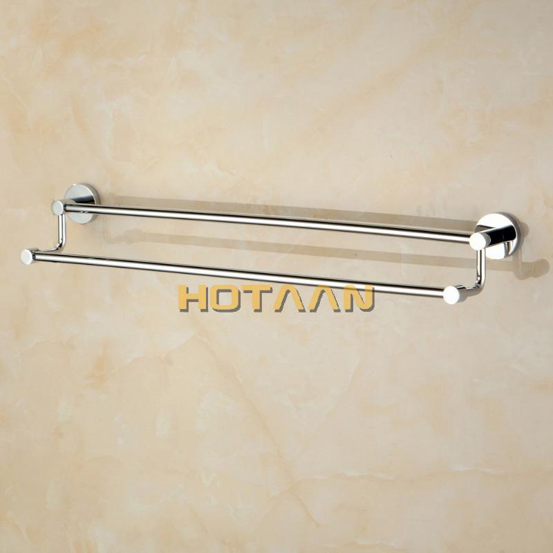 30/40/50/60cm Montado en la Pared Color Cromado Latón Hecho Doble Barra para Toallas Para Accesorios de Baño Toallero Portatoallas YT-10198