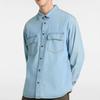 Vans Vintage Polo Collar Solid Color Denim Long Sleeve Shirt Men Shirts Blue VN000M12IYR