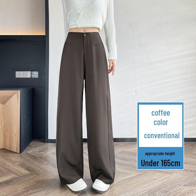 2026 Spring Women's Deep Gray High-Waisted Wide-Leg Drape Pants: Slimming, Versatile, Floor-Length Casual Style