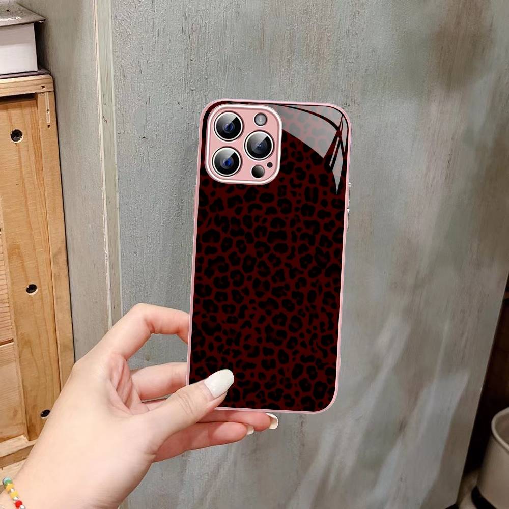 Verre Trempé Motif Léopard Guépard Pour Iphone 14 13 12 11 Pro Mini XS MAX 14Plus X XS XR Coque