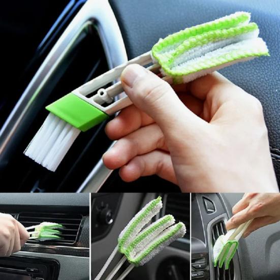 Car Vent Cleaning Brush with Dual-Head Soft Bristles Dashboard Interior Detailing Tool for Dust Removal Reusable Essential Auto Accessory