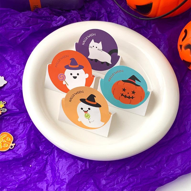 40pcs Halloween Round Pumpkin Ghost Pattern Stickers,Gift Box Sealing Sticker Candy Cookies Chocolate Baking Decor Labels