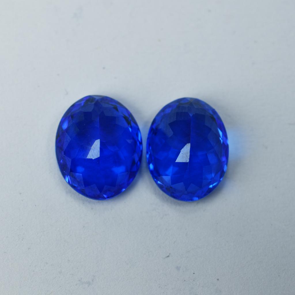 Natural Blue Tanzanite Loose Gemstone Dark 19.30 Ct Oval Shape Pair for Jewelry Making and Crafts