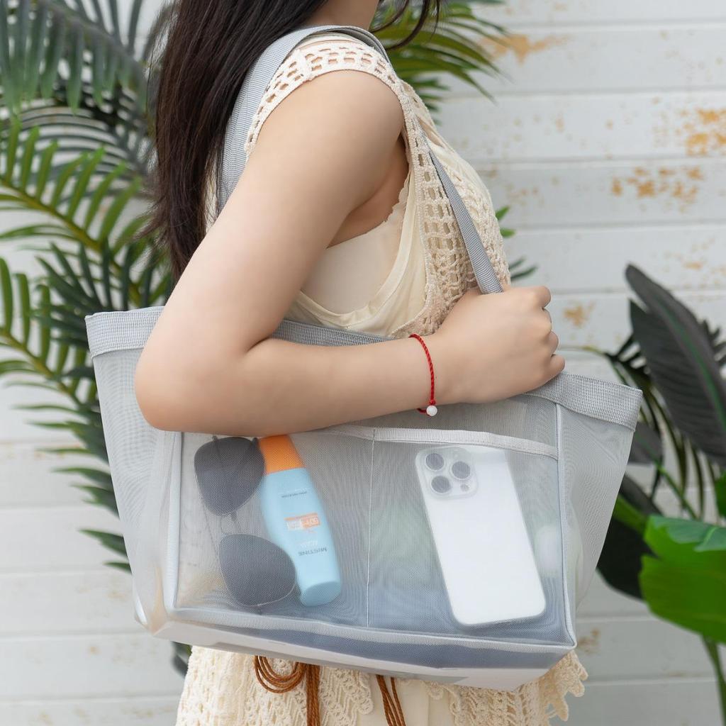 Large Capacity Portable Nylon Mesh Tote - Shoulder, Crossbody & Travel Organizer Bag