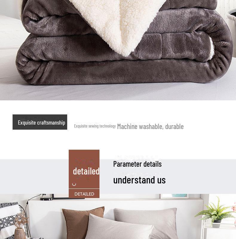 New Double-Layer Thick Lambskin Leisure Blanket for Sofa or Office Nap