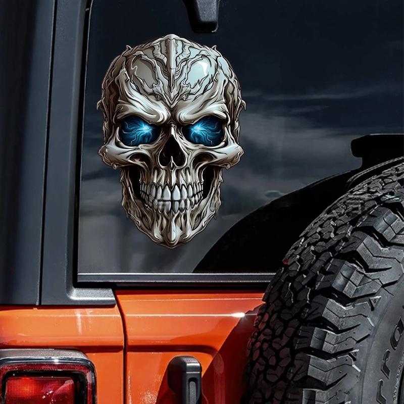 1 Piece Motorbike Fuel Tank Fairing Waterproof Sunscreen Skeleton Motocross Decoration Mechanical Skull Motorcycle Stickers
