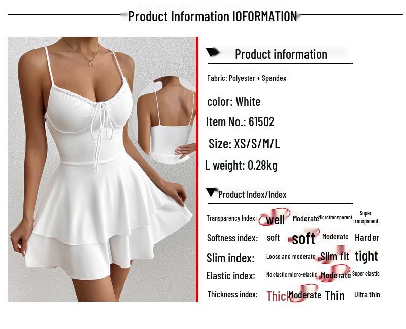 2026 European & American Sleeveless Sexy Slimming Spaghetti Strap Summer Dress for Women - Solid Color Beach Style