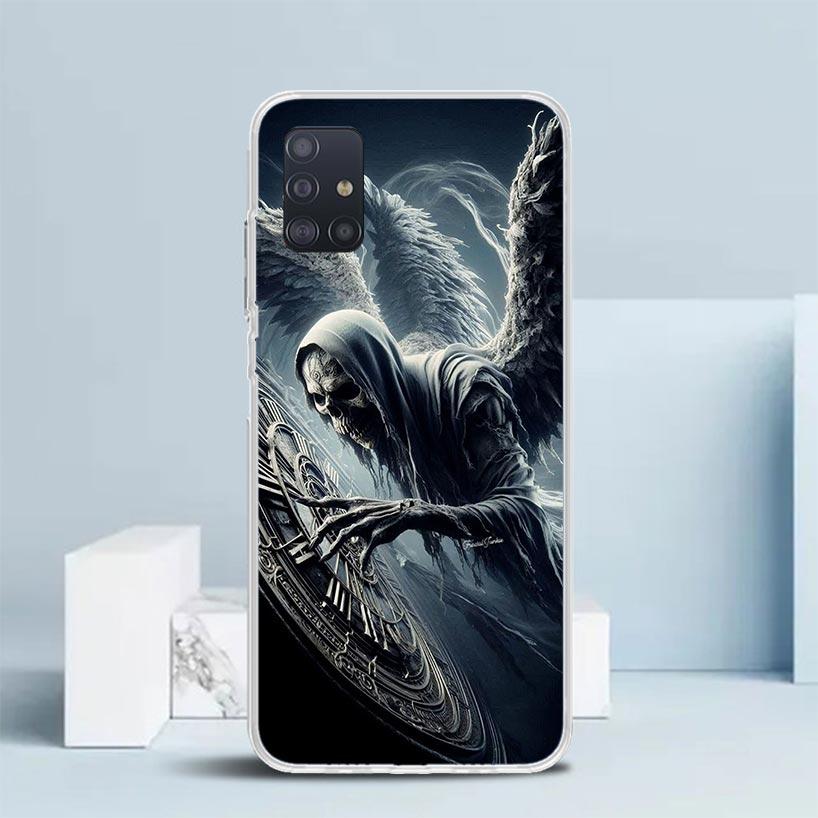Death Grim Reaper Skull Scythe Soft Cover for Samsung Galaxy A12 A22 A32 A52 A72 A02S Phone Case Note 20 Ultra 10 S10 Plus A51 A