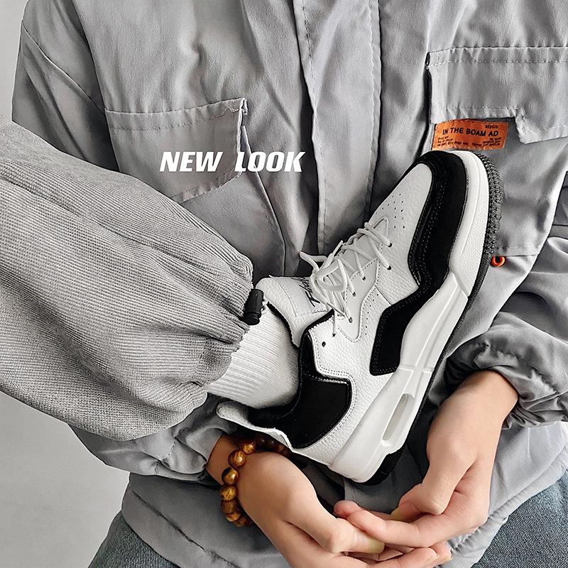 Scarpe da Ginnastica Retro Basketball Invernali Bianco e Nero per Uomini e Donne Coppie Scarpe da Corsa Ammortizzate con Suola Morbida