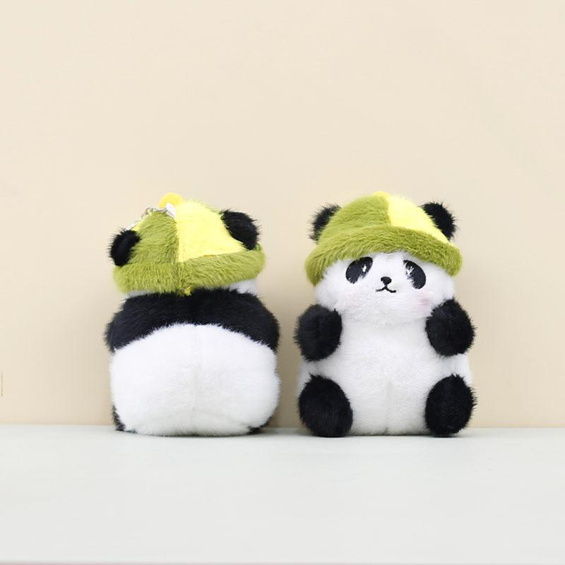 Charming Short Plush Panda Pendant Cute Hat Stuffed Animal Keychain For Kids