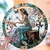 Bohemian Flower Fairy Sun Catcher - Vibrant Floral & Butterfly Acrylic Wall Art, Fairy Garden Decor for Outside, Whimsical Design, Nurseries, Vinta