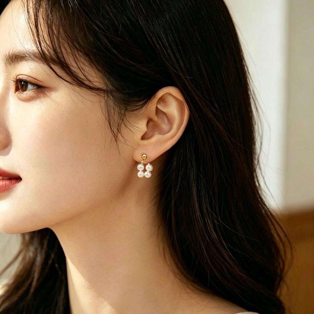 Baroque imitation pearl earrings for women, gold daily wear earrings, new versatile ear accessories, unique design