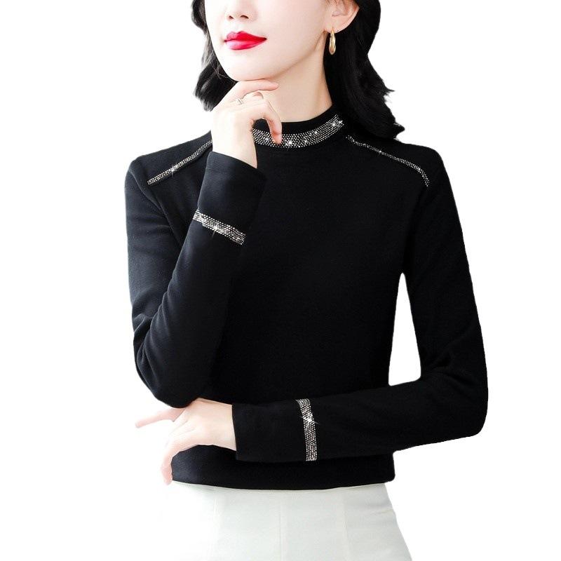 Bottom Shirt Women Latest Winter Warm Velvet Top Slim Long-sleeved Bottoming Shirt