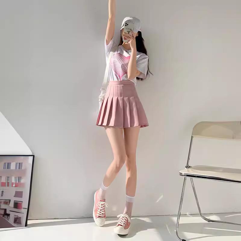 Women's High Waist Solid Color Pleated A-Line Short Skirt for Spring and Autumn 2025