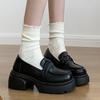 Fashion Retro Chunky Heel Penny Loafers for Women Brown Pu Leather Platform Pumps Woman Thick Sole Slip On College Style Jk Dress Shoes
