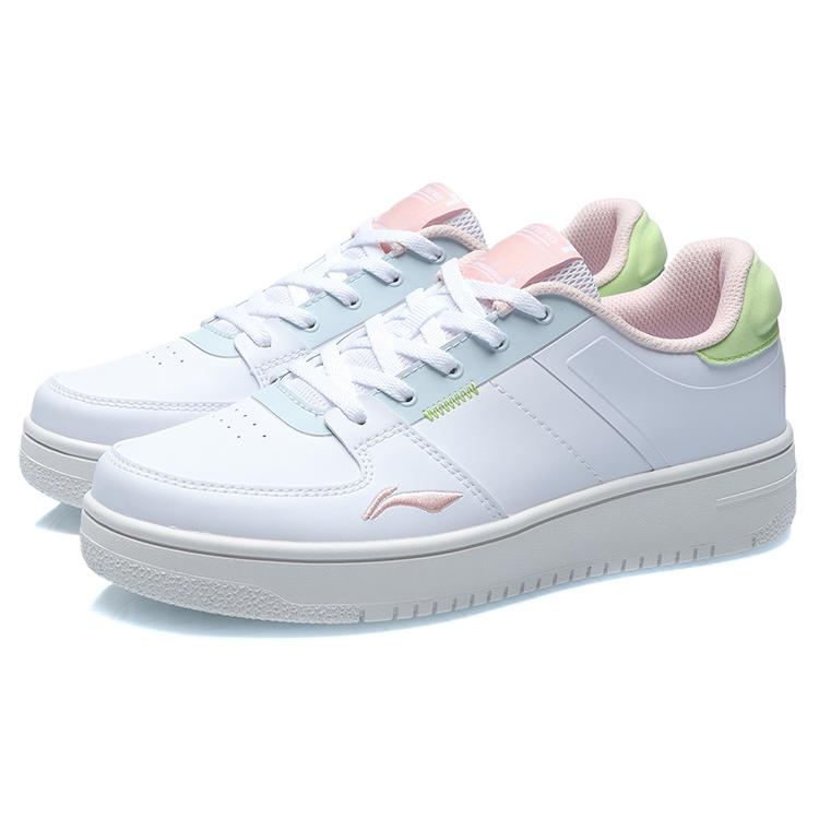 Li Ning Oneplay Elegant Slip Resistant, Breathable, Lightweight Low top Skateboard Shoes Women's Green White AGCR190-3