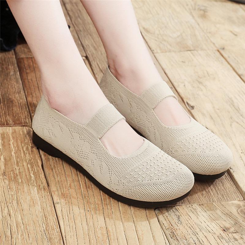 New old mother shoes women's walking shoes soft-soled cloth shoes woven breathable flat-soled work shoes women's shoes