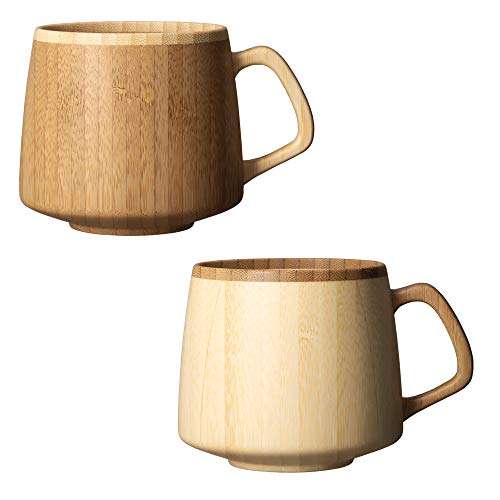 

RIVERET Franc Mug, 310ml Pair, Bamboo, Dishwasher Safe, White/Brown, RV-207WB