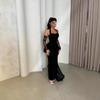 Spring Summer New Arrival Black Sheer Lace Sleeve Wedding Party Dress European American Style