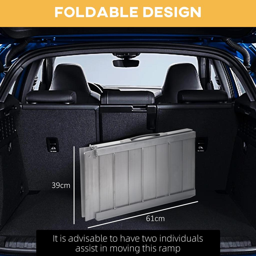 2Ft Folding Aluminum Wheelchair Ramp Scooter Portable Mobility Assist Suitcase Access Aid Disabled