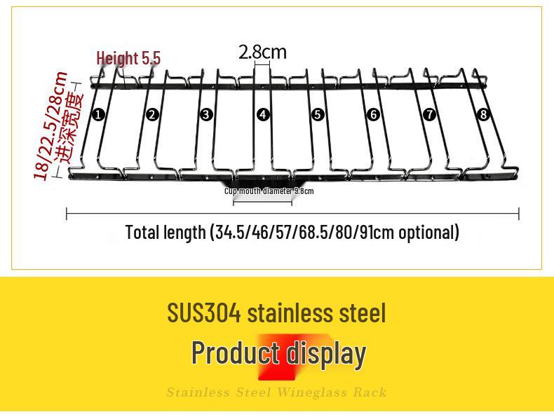 Stainless Steel Hanging Wine Glass Rack for Upside-Down Storage