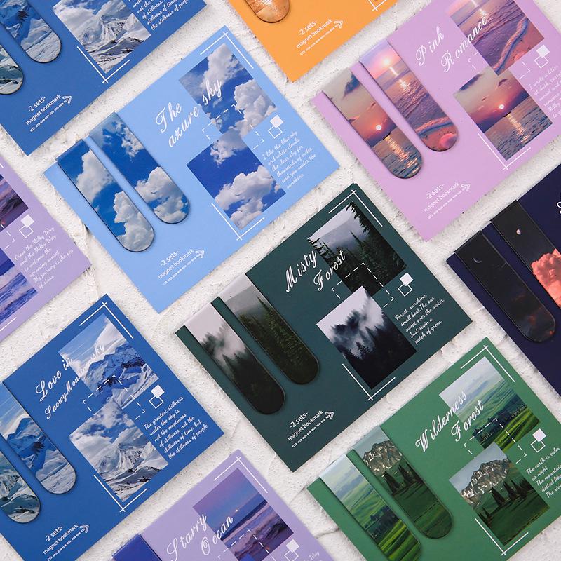 Exquisite Scenery Magnetic Bookmark: High-Quality Page Clip & Planner Decoration - Perfect Student or Graduation Gift