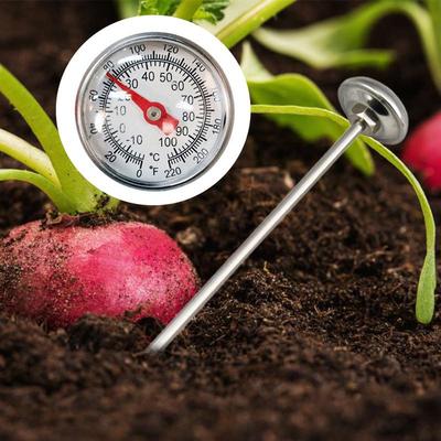 Compost Soil Tester Meter 127mm Measuring Probe Stainless Steel Thermometer Temperature Monitor for Garden Lawn Plant Pot Tools