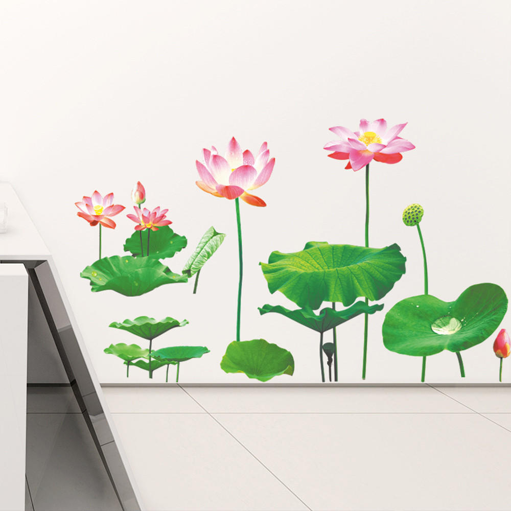 (Nikita) 1PCS Simulation Lotus Abnehmbare Vinyl Aufkleber Kunst Wandbild Home Decor Wand Aufkleber
