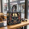 Gothic Skull Printed Tote Bag Casual Portable Daily Use Street Style Shoulder Handbag For Outings