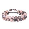 6/8mm Pink Zebra Stone Double-Layer Bracelet: Handmade Natural Stone Beaded Jewelry