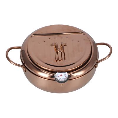 Friggitrice in Acciaio Inossidabile con Termometro 3.2L Pentola Antiaderente per Frittura Profonda Accessorio Utensile da Cucina O
