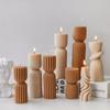 Striped Cylinder Aroma Candle Silicone Mold DIY Pillar Plaster Resin Ornaments Mould Handmade Soy Wax Candles Making Supplies