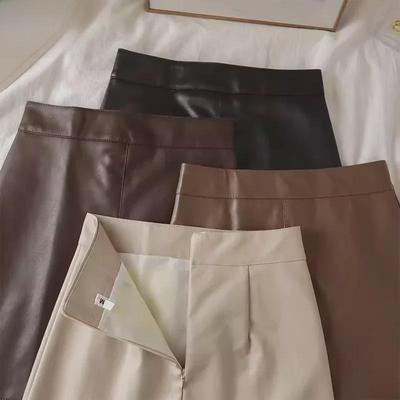 Women's High Waist PU Leather A-Line Skirt - Slim, Casual, Short Korean Style for Autumn/Winter 2023