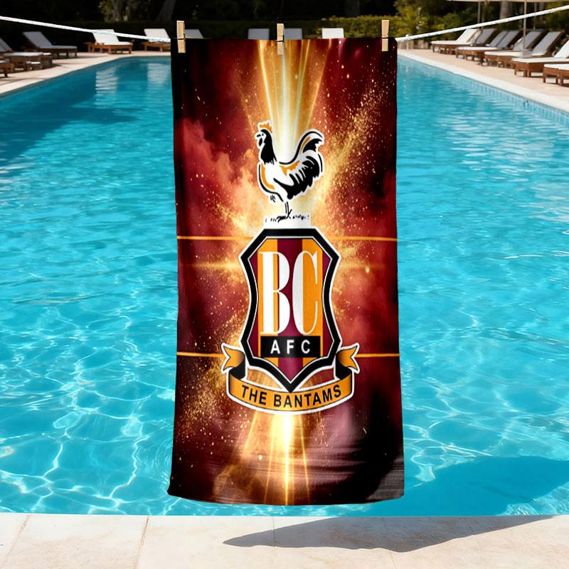 Σχέδιο Πετσέτας Παραλίας Bradford City AFC, Μαλακή, Ελαφριά. για Μπάνιο Σπιτιού, Spa, Πισίνα, Γιόγκα, Σέρφινγκ, Κάμπινγκ, Δώρο για Οικογένεια, Φίλο