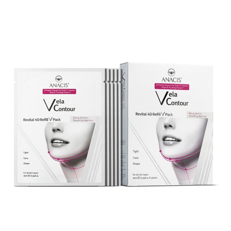 ANACIS Bella Contour Neck Wrinkle Patch Collagen Neck Mask Pack 4 Sets (20 Sheets) V-Line Pack 1 Sheet Neck Wrinkle Cream 2 Sheets