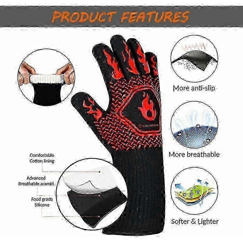 Anti-heat oven glove anti-fire fireplace glove Resistant up to 800C for protection against thermal risks anti-heat barbecue oven gloves 32cm Versaille