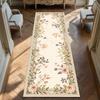Romantic French Country Runner Rug for Hallway Vintage Cottagecore Embroidered Look Mat Pink Green Shabby Floral Home Decor