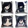 Anime Kuroki Tomoko Pillow Case Square Double-Sided Printing Short Plush Sofa Cushion Cover Bedroom Bedside Pillow