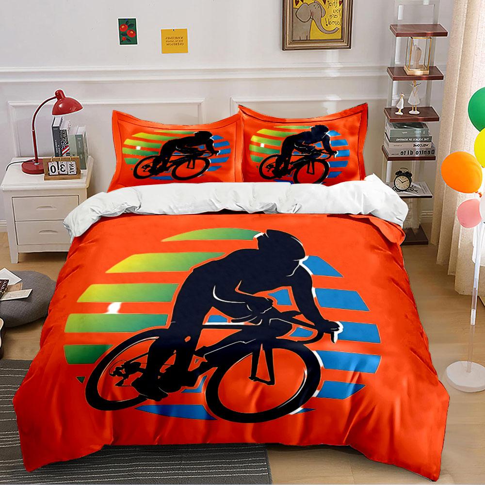 Cyclist Silhouette Art Print Bedding Duvet Cover Set Duvet Cover Pillowcases (1*Duvet Cover 2*Pillowcases, without duvet insert)