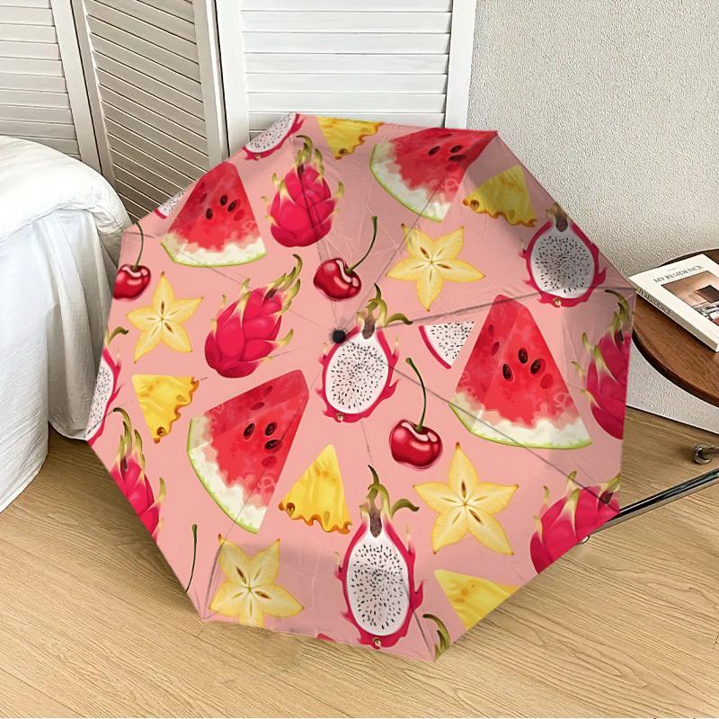 1pc Fruit Salad Pattern Automatic Open/Close Umbrella, 8-Rib Sturdy Frame, Umbrella for Travel, Everyday, Formal Events Yy251126044