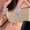 Purple Sparkling Zircon Butterfly Earrings - Luxury Women's Studs