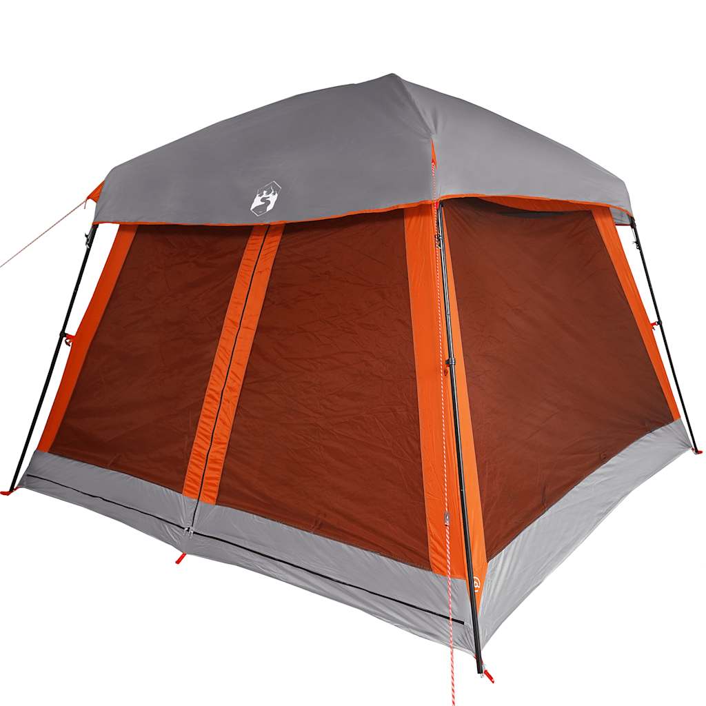 Family Tent for 6 Persons Grey and Orange Waterproof