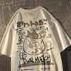 Summer Japanese Retro Pocket Cat Cartoon Printed Short Sleeve Tshirt Male Female Couples Unisex College Style Oversized Top